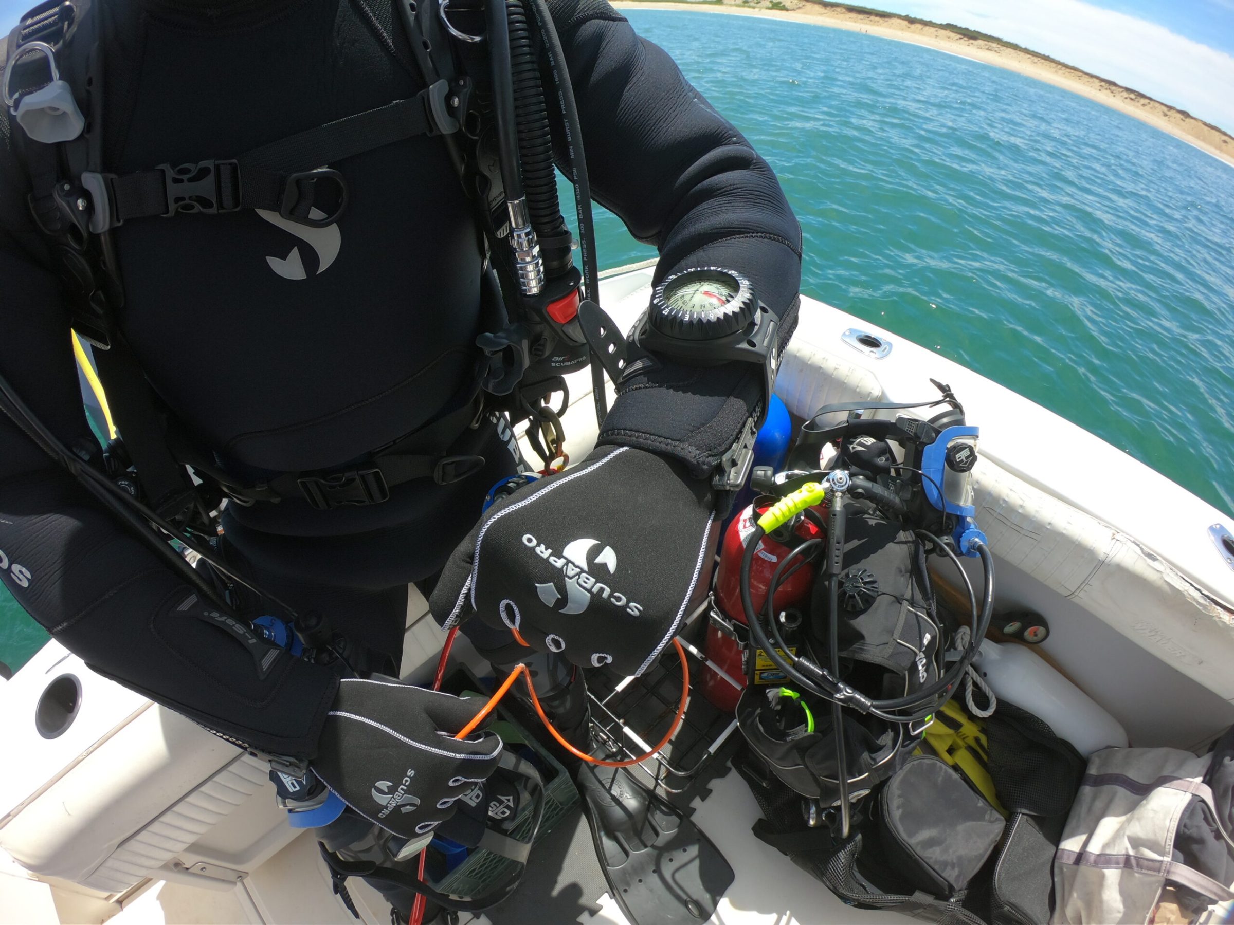 a boat sitting on top of a backpack